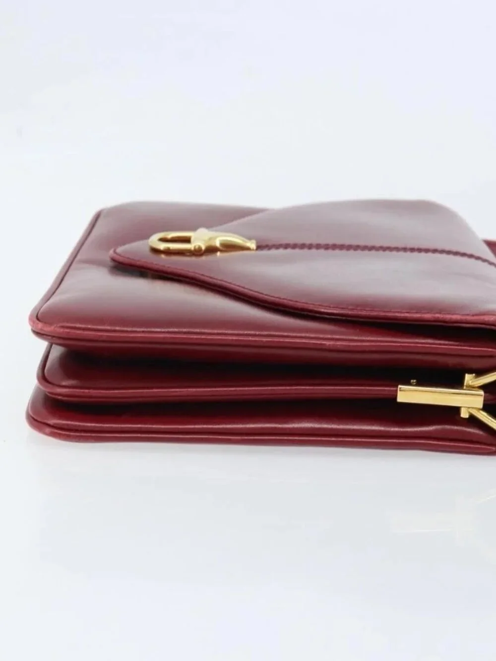 GUCCI Horsebit Shoulder Bag Leather Red Gold Auth ep13642 - Picture 4 of 15